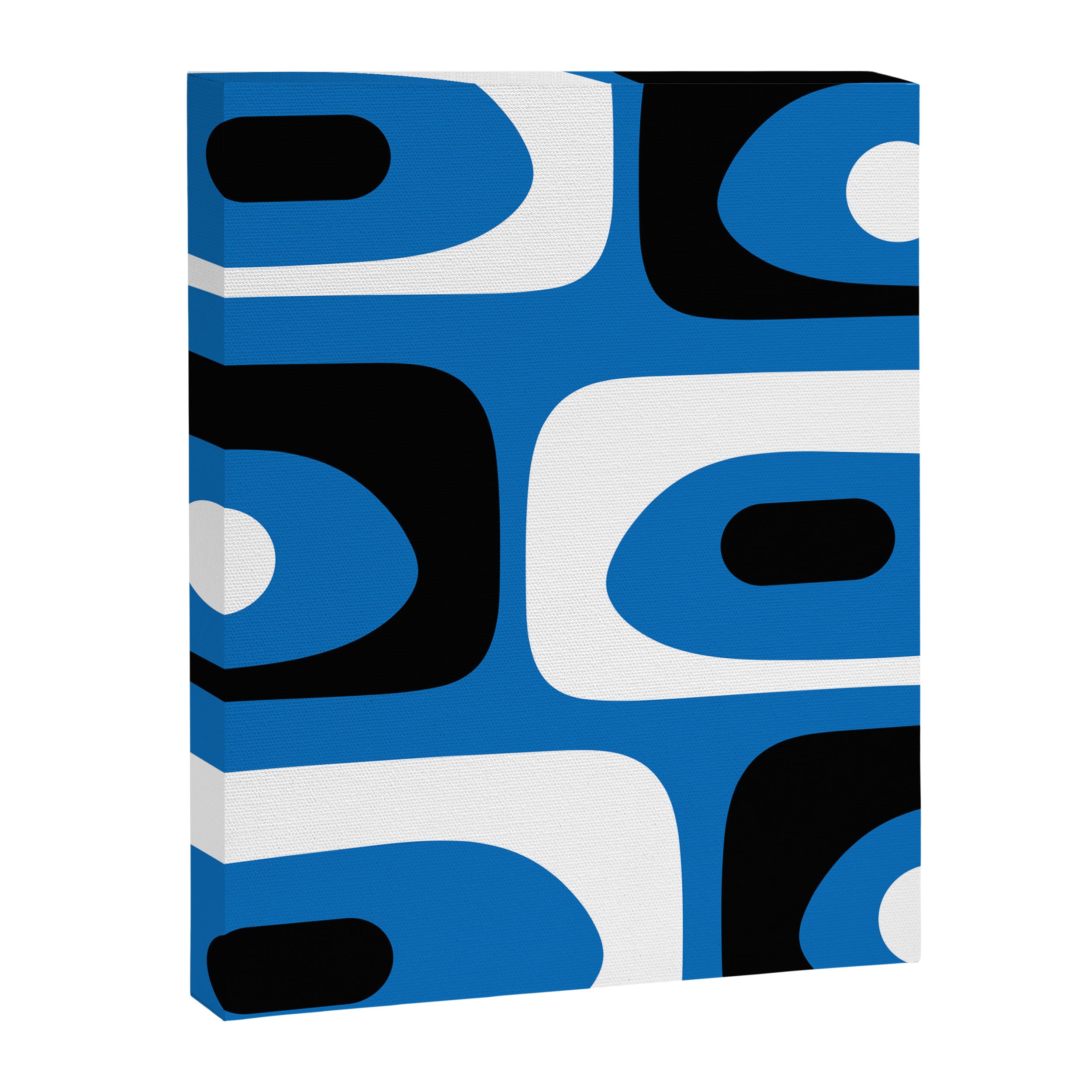 Mid Century Modern Abstract Retro Piquet Minimalist Pattern Blue Black White Canvas Print Gallery Image 8