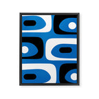 Mid Century Modern Abstract Retro Piquet Minimalist Pattern Blue Black White Framed Canvas Print Gallery Image 8