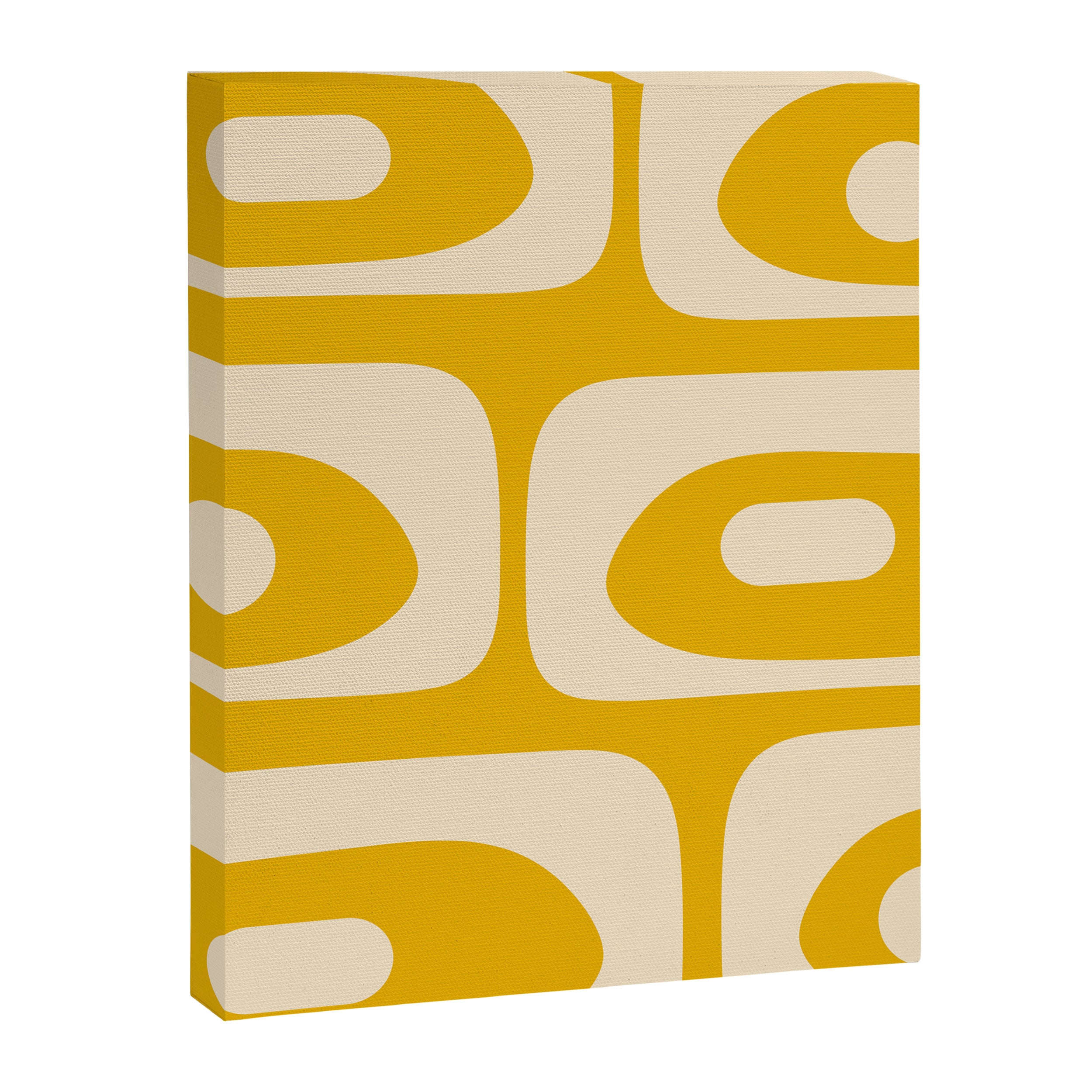 Mid Century Modern Abstract Retro Piquet Minimalist Pattern in Warm Mustard Yellow Canvas Print Gallery Image 8