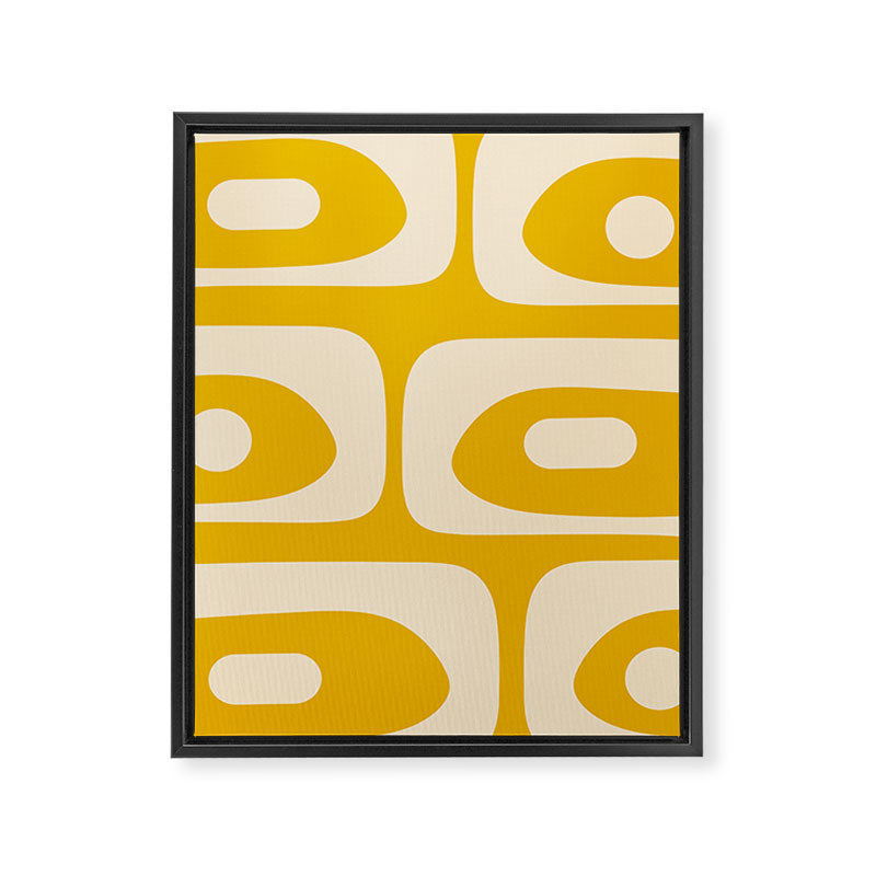 Mid Century Modern Abstract Retro Piquet Minimalist Pattern in Warm Mustard Yellow Framed Canvas Print Gallery Image 8