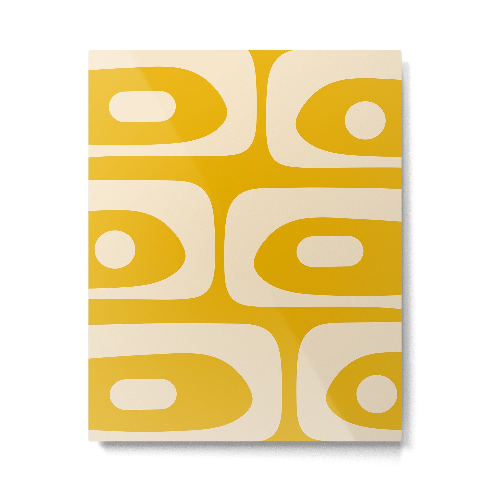 Mid Century Modern Abstract Retro Piquet Minimalist Pattern in Warm Mustard Yellow Metal Print Gallery Image 6