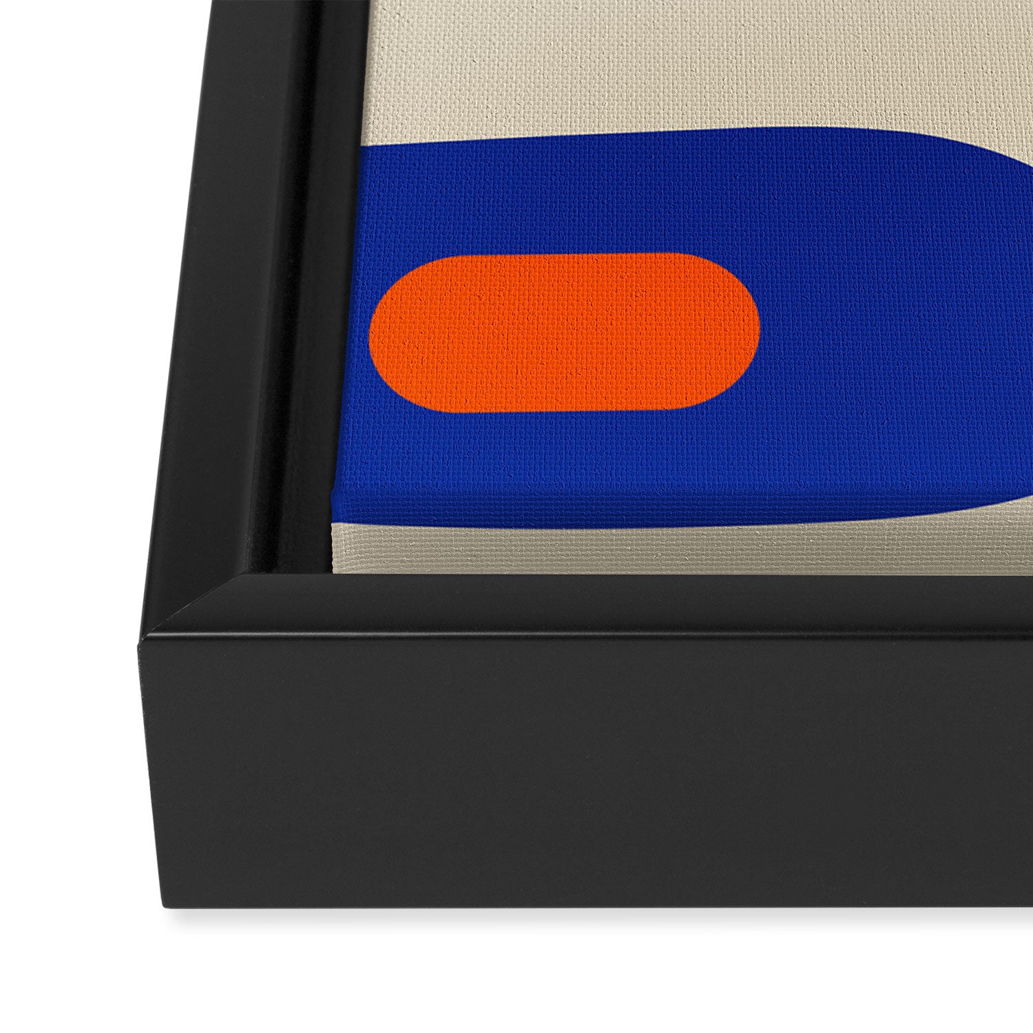 Mid Century Modern Abstract Retro Piquet Pattern Blue Orange Beige Framed Canvas Print Gallery Image 3