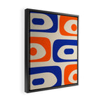 Mid Century Modern Abstract Retro Piquet Pattern in Blue and Orange Framed Canvas Print Gallery Image 2