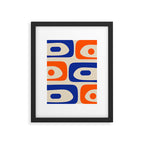 Mid Century Modern Abstract Retro Piquet Pattern in Blue and Orange Framed Art Print Gallery Image 6