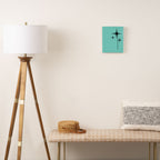 Mid Century Modern Atomic 50s Starburst Trio in Light Medium Robin's Egg Blue and Black Canvas Print Gallery Image 2