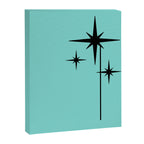 Mid Century Modern Atomic 50s Starburst Trio in Light Medium Robin's Egg Blue and Black Canvas Print Gallery Image 8