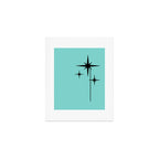 Mid Century Modern Atomic 50s Starburst Trio in Light Medium Robin's Egg Blue and Black Art Print Gallery Image 1