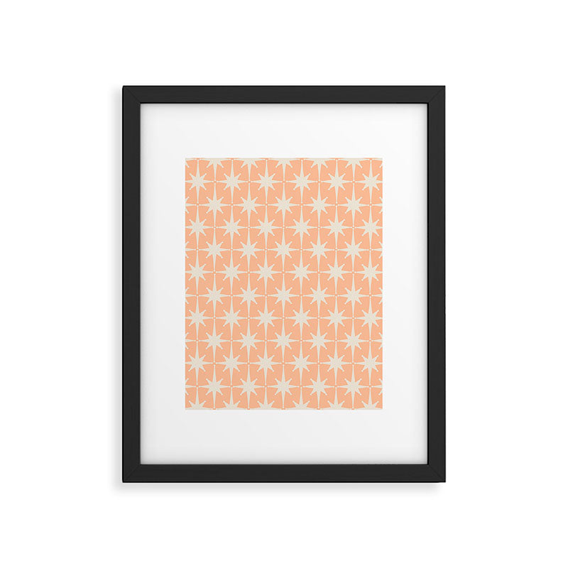 Mid Century Modern Atomic Age Peach Starburst Pattern Framed Art Print Gallery Image 5
