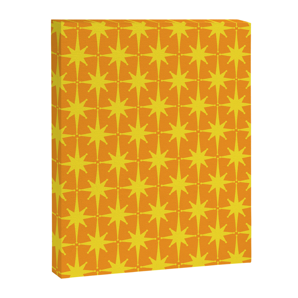 Mid Century Modern Atomic Age Starburst Pattern in Retro Orange and Yellow Canvas Print Gallery Image 8