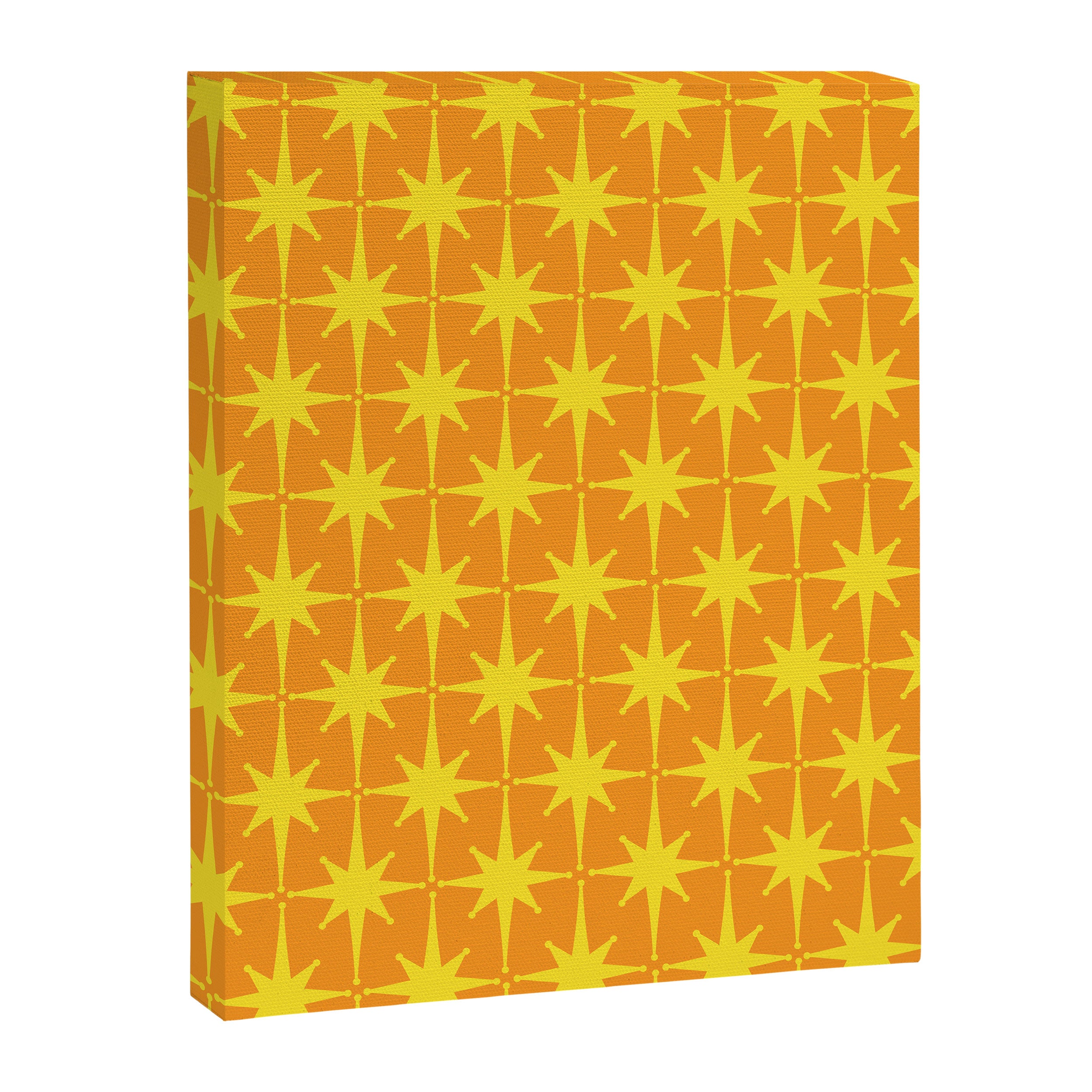 Mid Century Modern Atomic Age Starburst Pattern in Retro Orange and Yellow Canvas Print Gallery Image 8