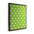 Mid Century Modern Atomic Age Starburst Pattern Lime Green & White Framed Canvas Print Gallery Image 2