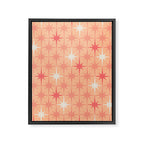Mid Century Modern Atomic Age Starburst Pattern Peach and Pink Pastel Framed Canvas Print Gallery Image 6