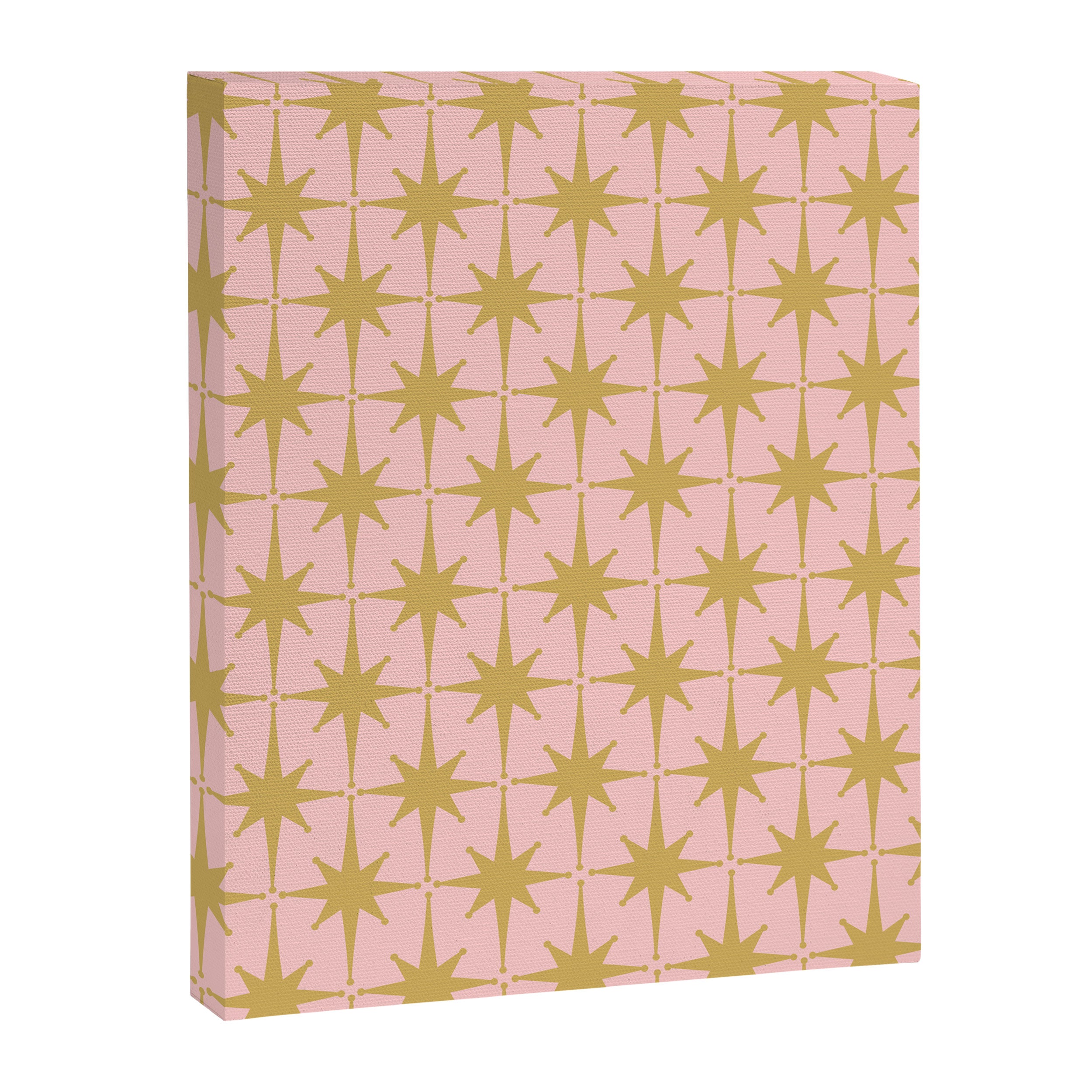 Mid Century Modern Atomic Age Starburst Pattern Pink and Gold  Canvas Print Gallery Image 6