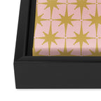 Mid Century Modern Atomic Age Starburst Pattern Pink and Gold  Framed Canvas Print Gallery Image 3