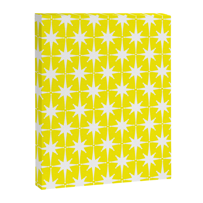 Mid Century Modern Atomic Age Starburst Pattern Yellow and White Canvas Print Gallery Image 1