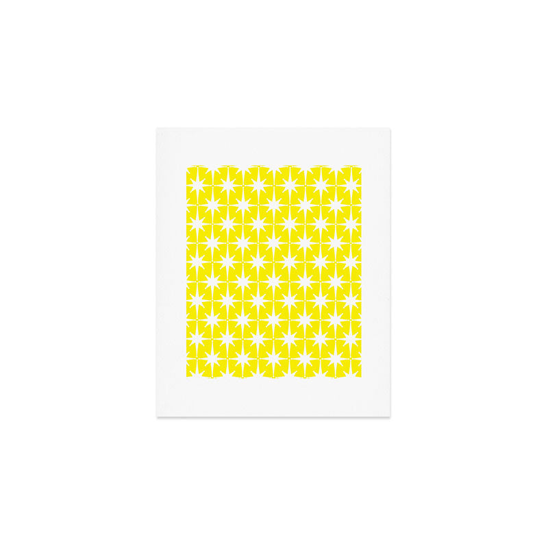 Mid Century Modern Atomic Age Starburst Pattern Yellow and White Art Print Gallery Image 1