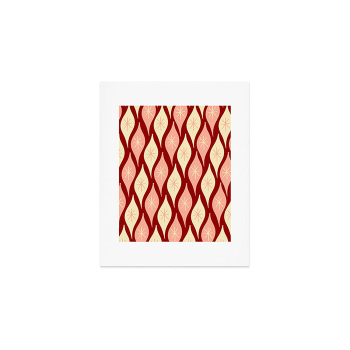 Mid Century Modern Atomic Christmas Ornaments Blush Pink and Maroon Pattern Art Print Gallery Image 1