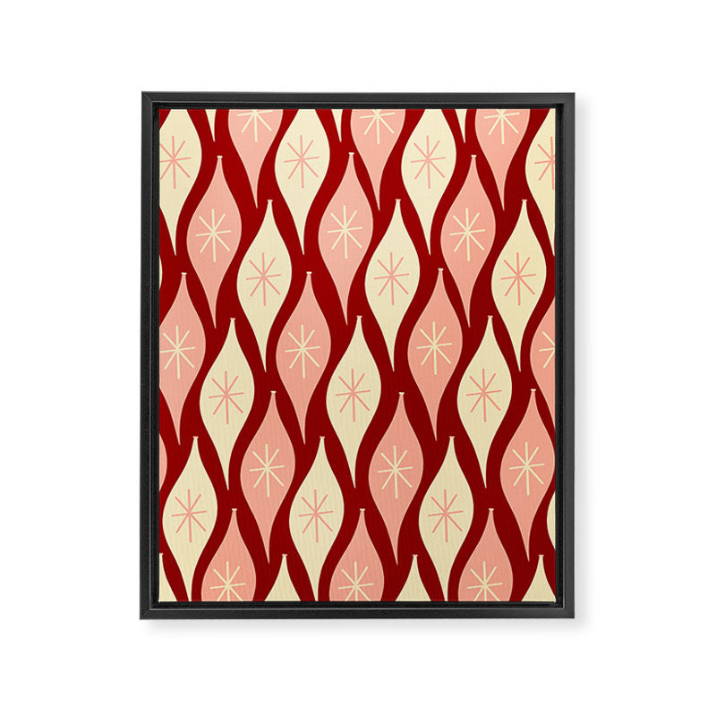 Mid Century Modern Atomic Christmas Ornaments Blush Pink and Maroon Pattern Framed Canvas Print Gallery Image 8