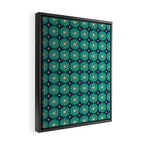 Mid Century Modern Atomic Dots and Stars Retro Pattern 2 in Mid Mod Teal Turquoise Navy Blue Beige Framed Canvas Print Gallery Image 2