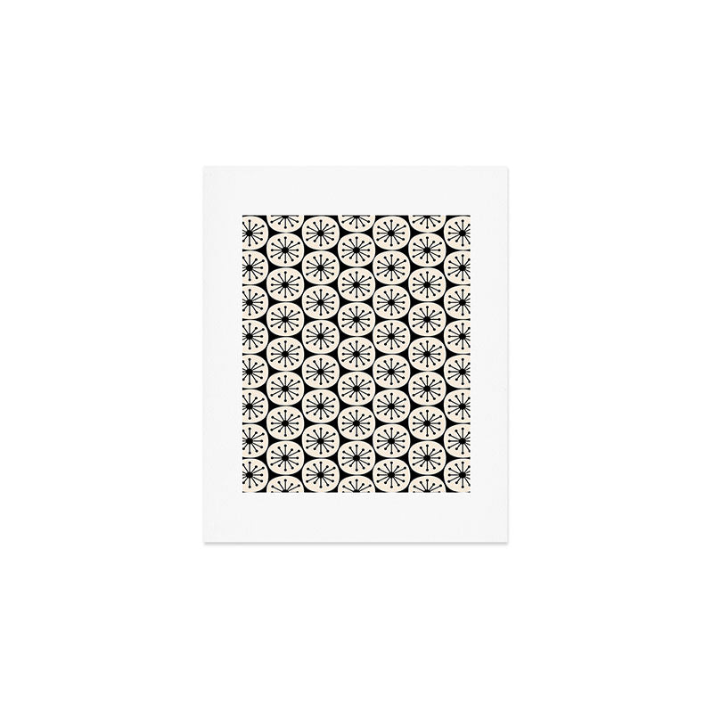 Mid Century Modern Atomic Dots Fun Retro Black and Cream Pattern Art Print Gallery Image 1