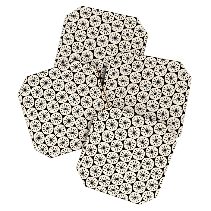 Mid Century Modern Atomic Dots Fun Retro Black and Cream Pattern Coaster Gallery Image 1