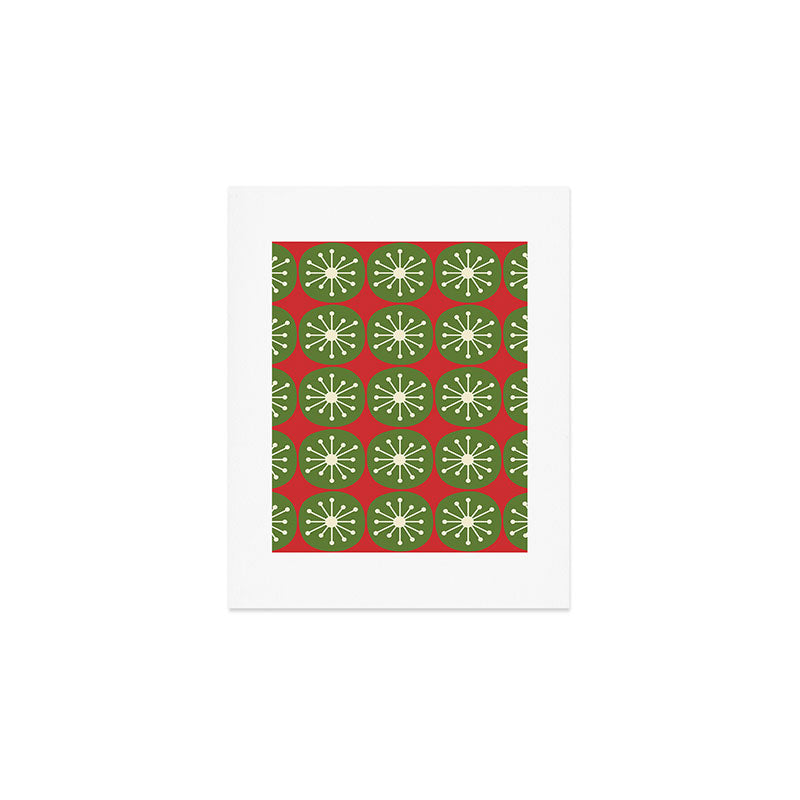 Mid Century Modern Atomic Dots Retro Christmas Pattern Art Print Gallery Image 1