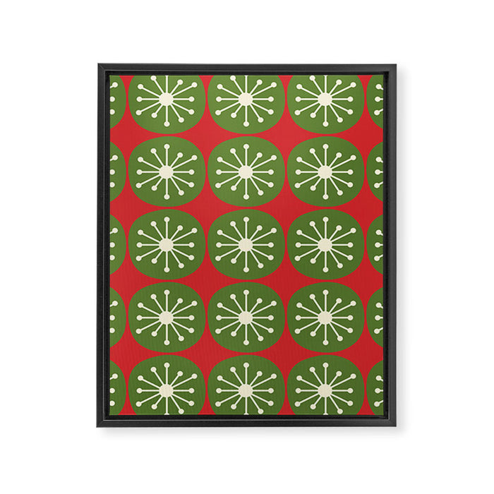 Mid Century Modern Atomic Dots Retro Christmas Pattern Framed Canvas Print Gallery Image 1