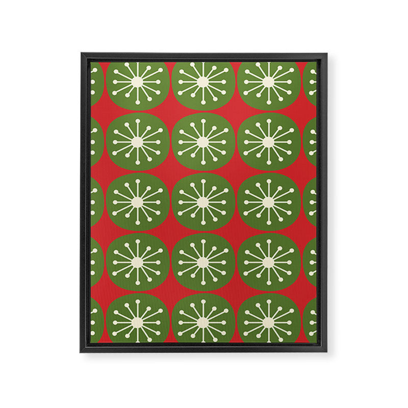 Mid Century Modern Atomic Dots Retro Christmas Pattern Framed Canvas Print Gallery Image 8