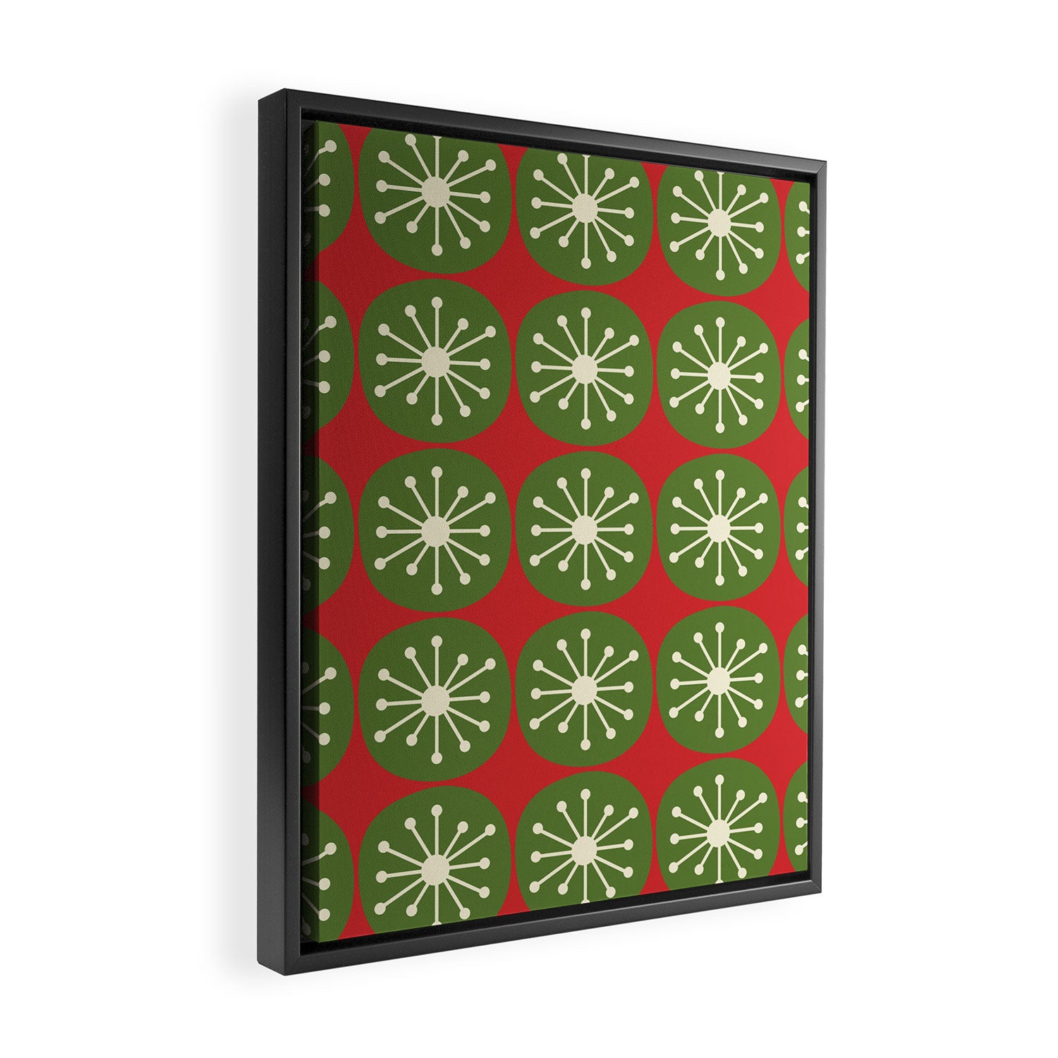 Mid Century Modern Atomic Dots Retro Christmas Pattern Framed Canvas Print Gallery Image 2