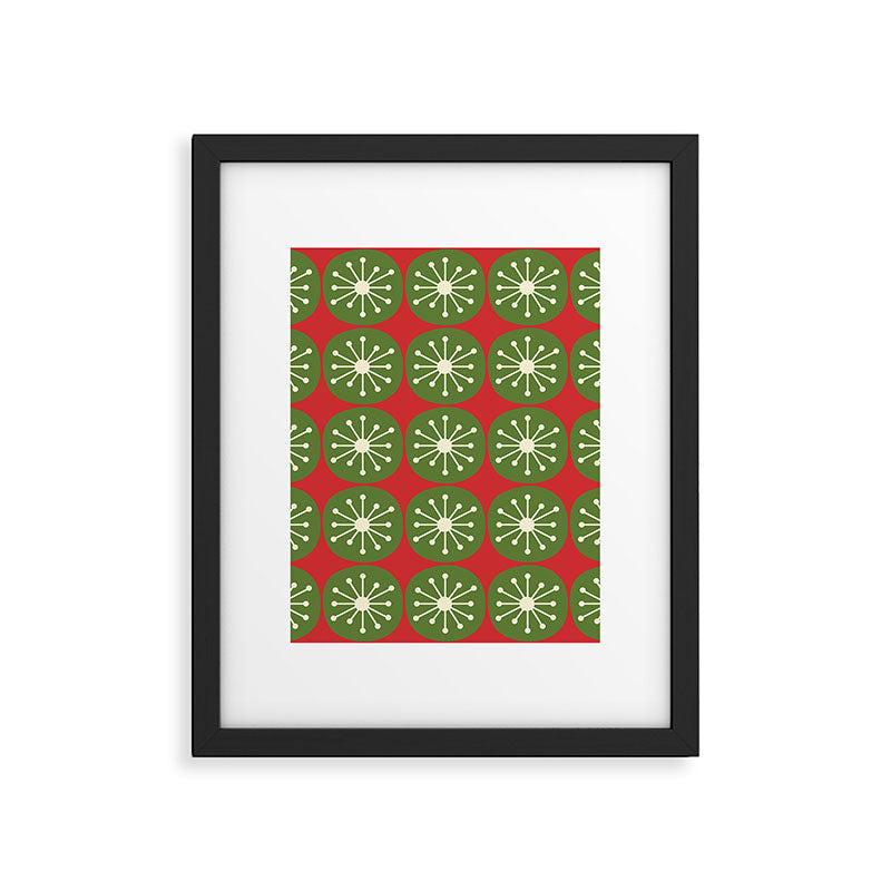 Mid Century Modern Atomic Dots Retro Christmas Pattern Framed Art Print Gallery Image 6