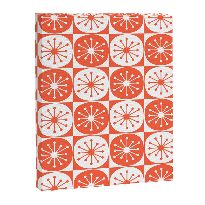 Mid Century Modern Atomic Dots Retro Orange Checkered Pattern Canvas Print Gallery Image 1
