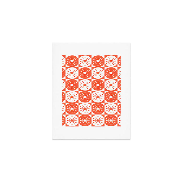 Mid Century Modern Atomic Dots Retro Orange Checkered Pattern Art Print Gallery Image 1