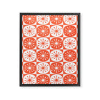 Mid Century Modern Atomic Dots Retro Orange Checkered Pattern Framed Canvas Print Gallery Image 8