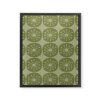 Mid Century Modern Atomic Dots Retro Pattern in Muted Vintage Olive Green Framed Canvas Print Gallery Image 8