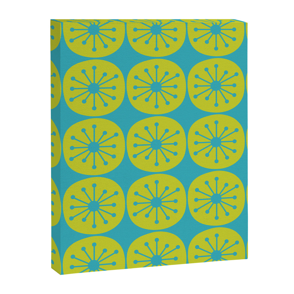 Mid Century Modern Atomic Dots Retro Pattern Lime Turquoise Canvas Print Gallery Image 8