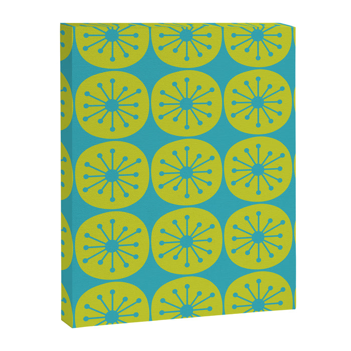 Mid Century Modern Atomic Dots Retro Pattern Lime Turquoise Canvas Print Gallery Image 1