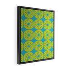 Mid Century Modern Atomic Dots Retro Pattern Lime Turquoise Framed Canvas Print Gallery Image 2