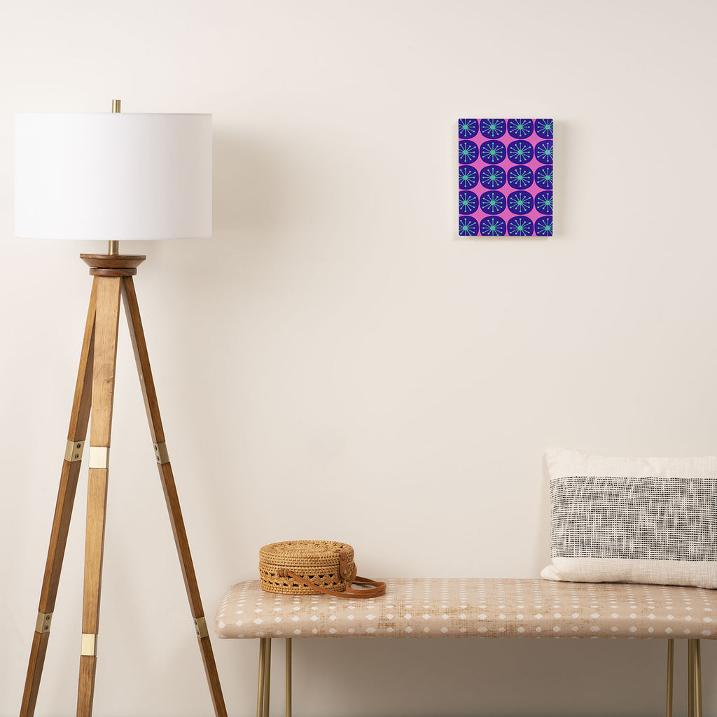 Mid Century Modern Atomic Dots Retro Pattern Purple Pink Canvas Print Gallery Image 2