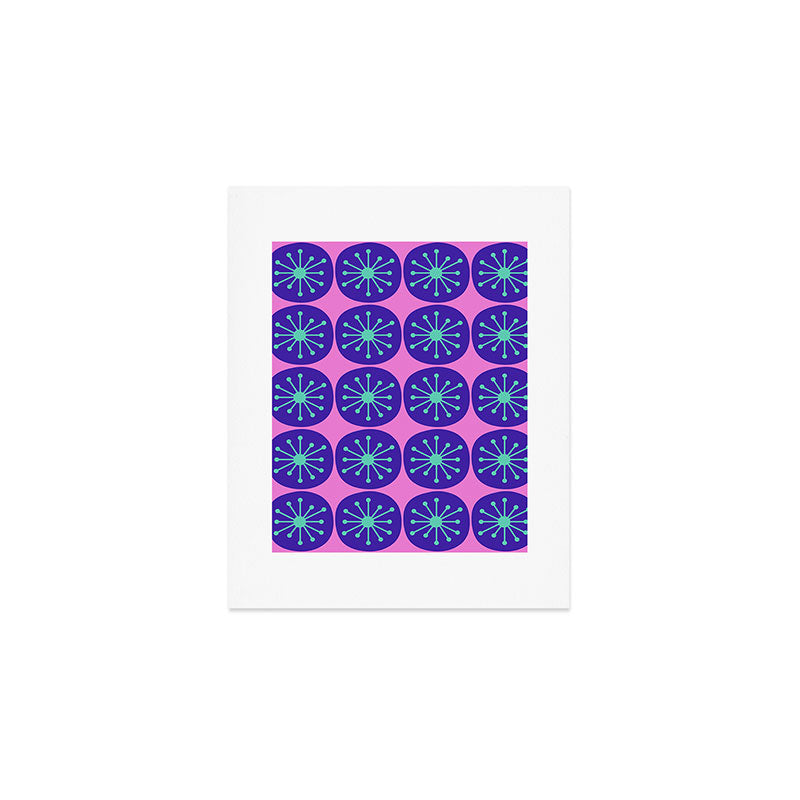 Mid Century Modern Atomic Dots Retro Pattern Purple Pink Art Print Gallery Image 1
