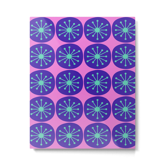Mid Century Modern Atomic Dots Retro Pattern Purple Pink Metal Print Gallery Image 1