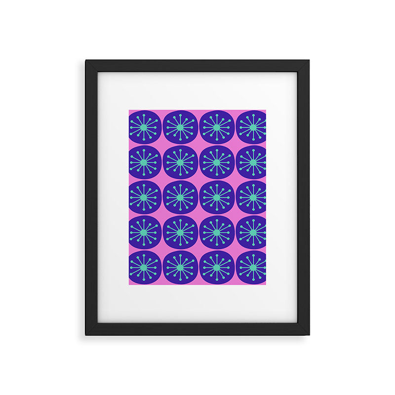 Mid Century Modern Atomic Dots Retro Pattern Purple Pink Framed Art Print Gallery Image 6