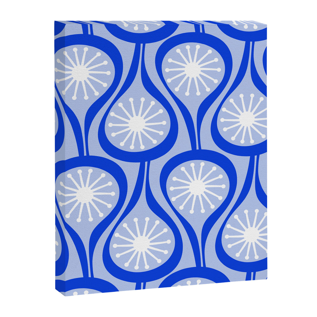 Mid Century Modern Atomic Drops Light Blue Royal Blue Canvas Print Gallery Image 8