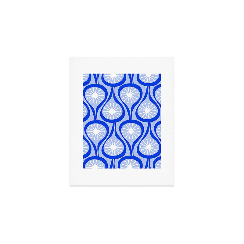 Mid Century Modern Atomic Drops Light Blue Royal Blue Art Print Gallery Image 1