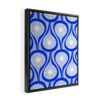 Mid Century Modern Atomic Drops Light Blue Royal Blue Framed Canvas Print Gallery Image 2