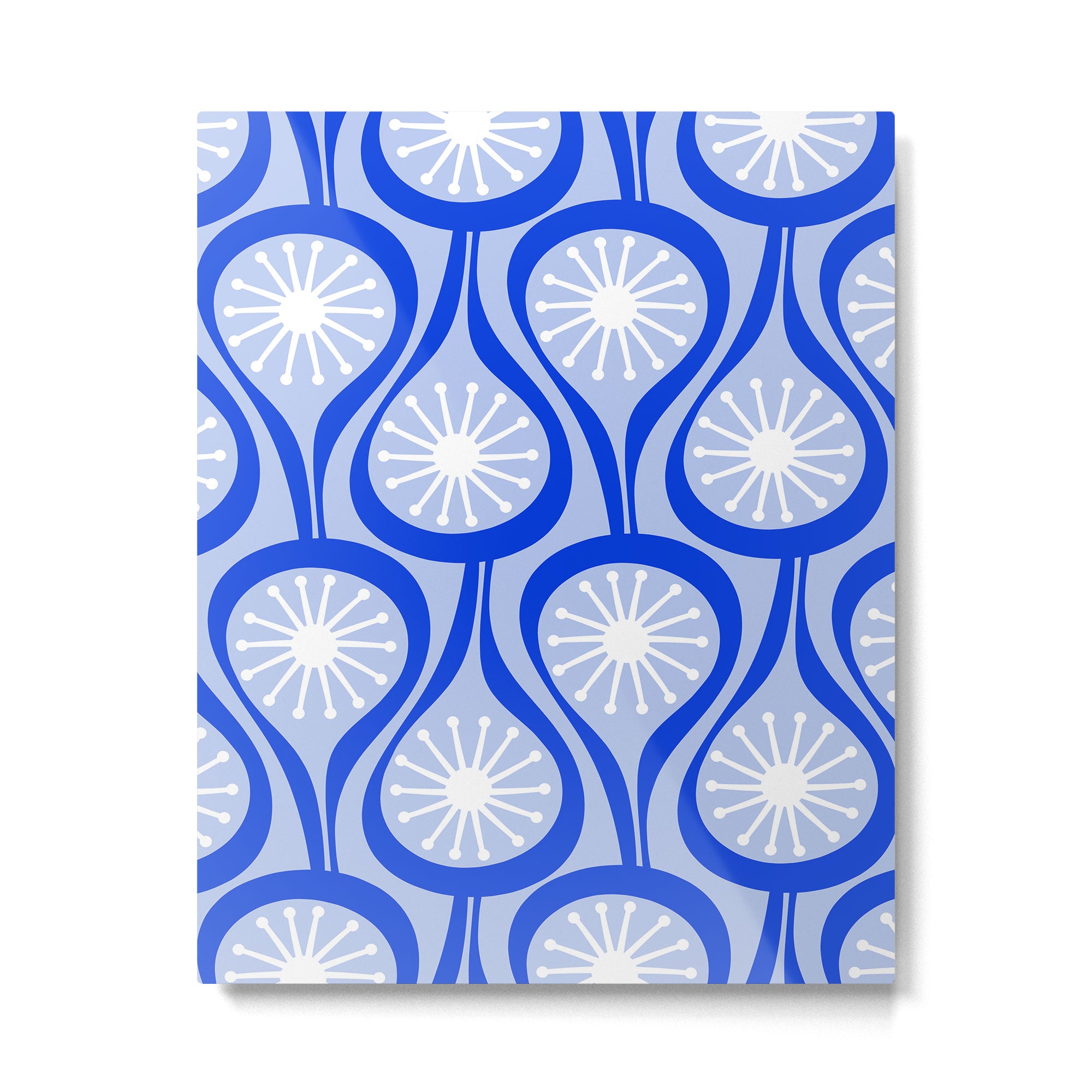 Mid Century Modern Atomic Drops Light Blue Royal Blue Metal Print Gallery Image 6