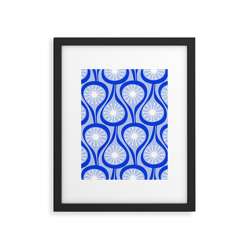 Mid Century Modern Atomic Drops Light Blue Royal Blue Framed Art Print Gallery Image 6