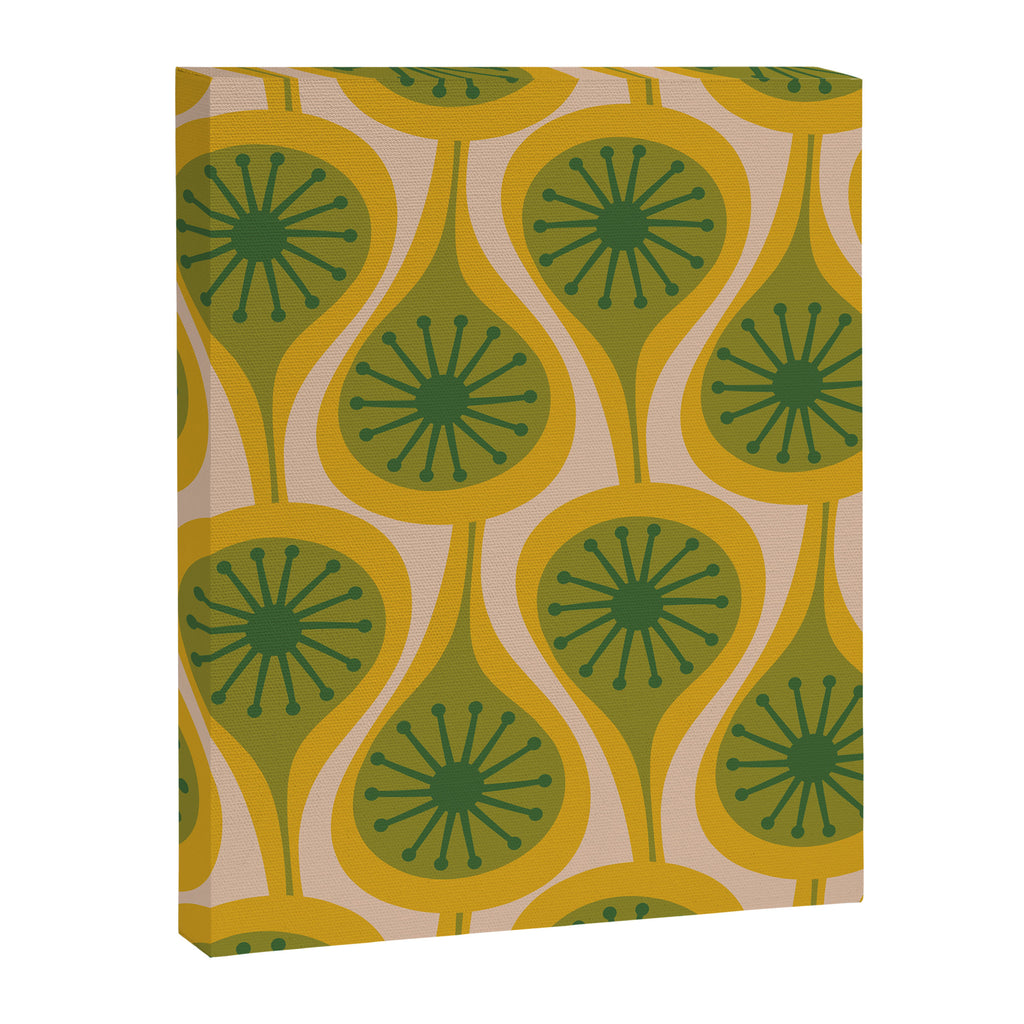 Mid Century Modern Atomic Drops Pattern Green Mustard Canvas Print Gallery Image 8