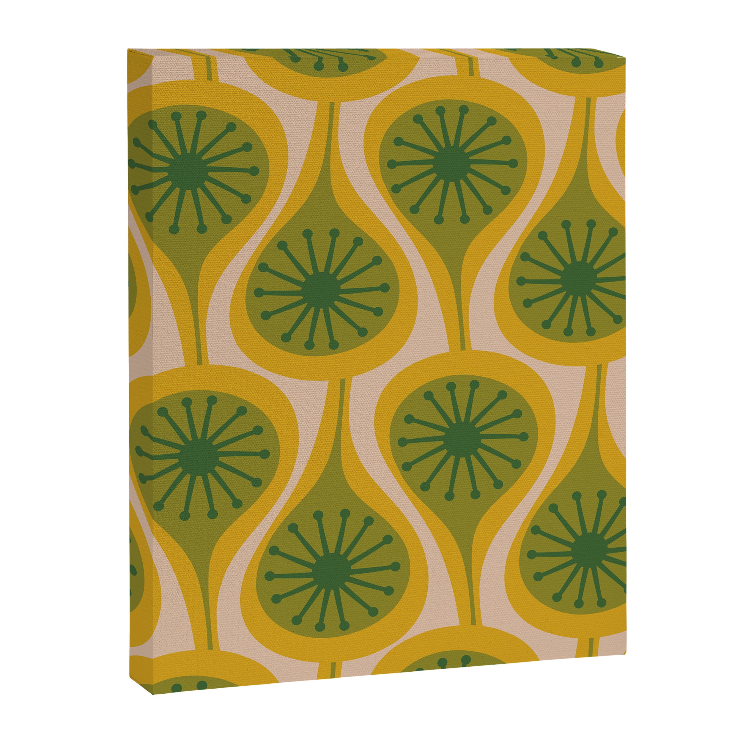 Mid Century Modern Atomic Drops Pattern Green Mustard Canvas Print Gallery Image 8