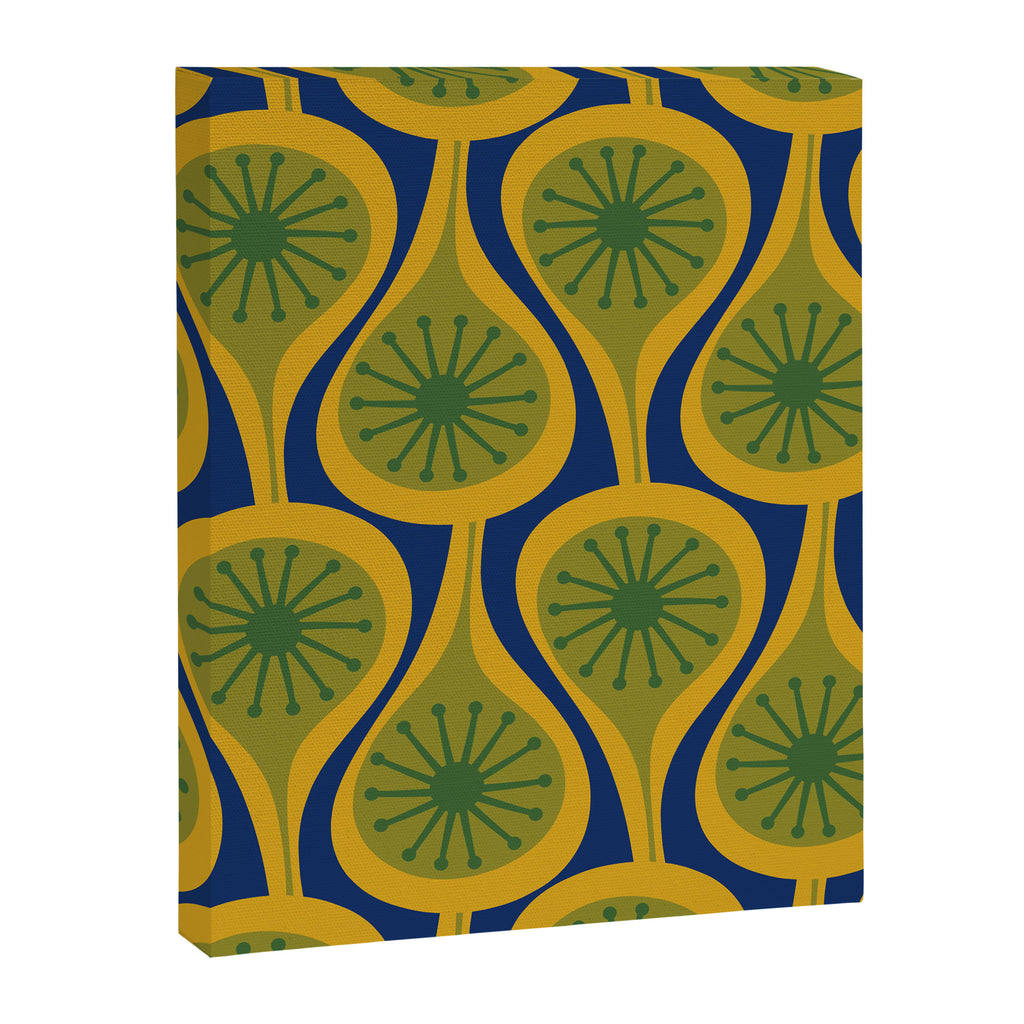 Mid Century Modern Atomic Drops Pattern Green Mustard Blue Canvas Print Gallery Image 8