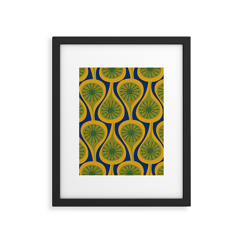 Mid Century Modern Atomic Drops Pattern Green Mustard Blue Framed Art Print Gallery Image 6